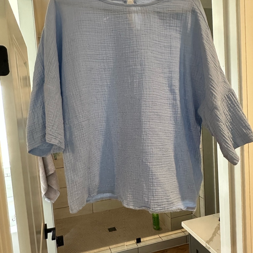 SHEIN Sky Blue linen Top